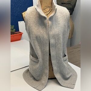 Lauren Ralph Lauren Light Gray Open-Front Wool Blend Vest